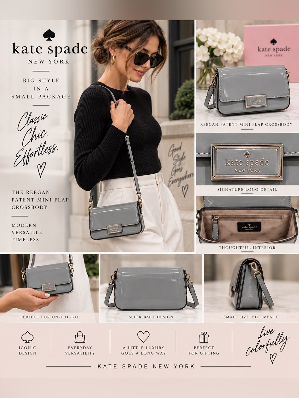 Kate Spade New York Reegan Patent Mini Flap Crossbody bag - Picture 2 of 7